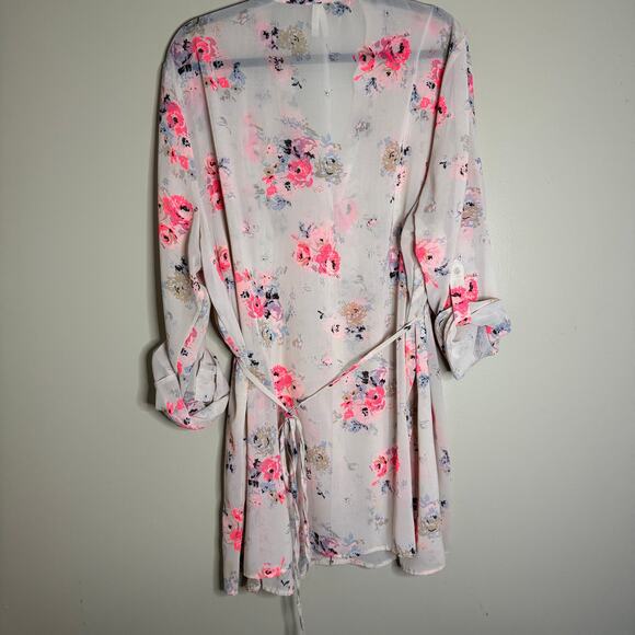 Truth‎ NYC Women V-Neck Cream Floral Long Sleeve Sheer Blouse Plus Size 3XL - Picture 6 of 8
